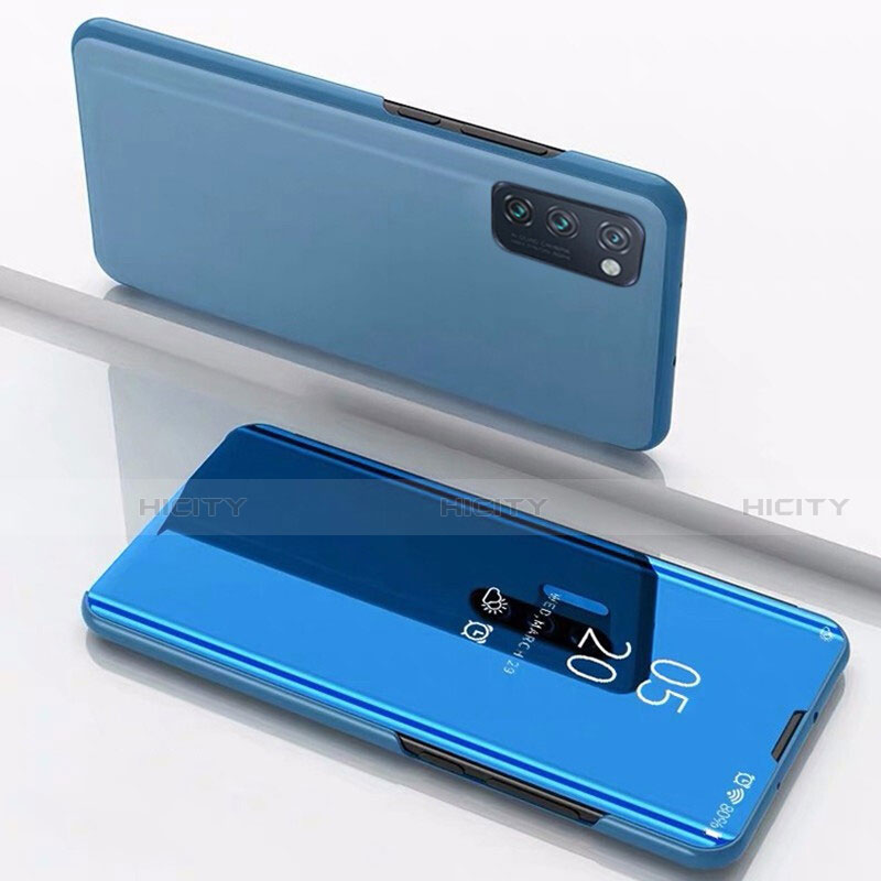 Funda de Cuero Cartera con Soporte Espejo Carcasa M02 para Huawei Honor V30 5G Azul
