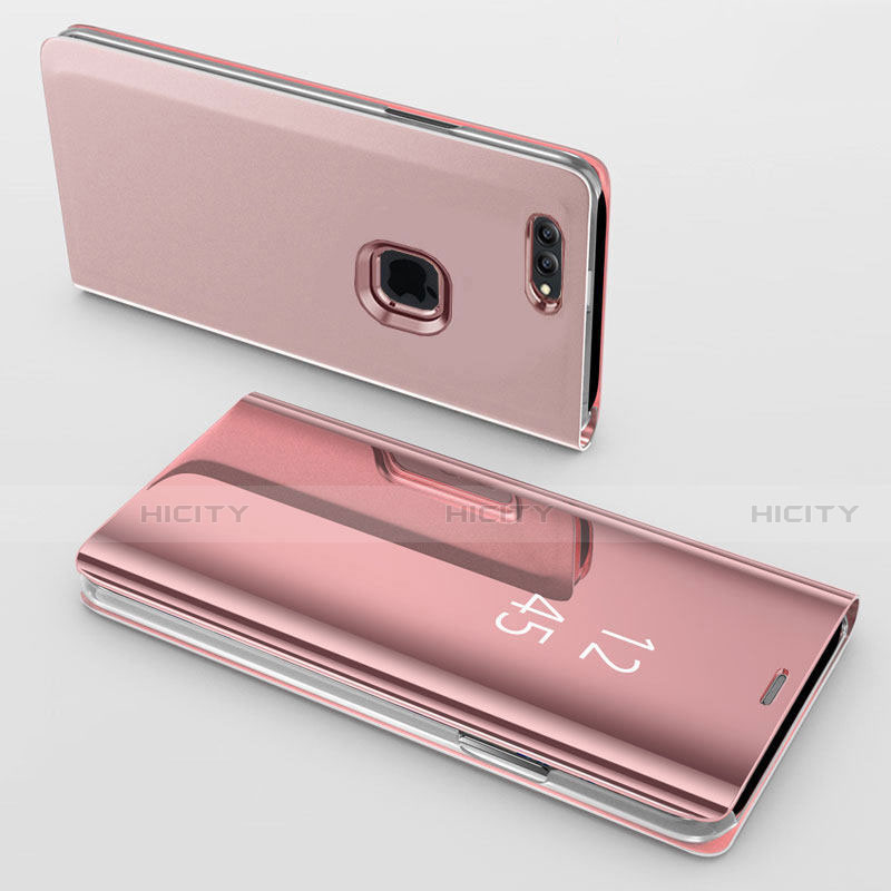 Funda de Cuero Cartera con Soporte Espejo Carcasa para Apple iPhone 7 Plus Oro Rosa