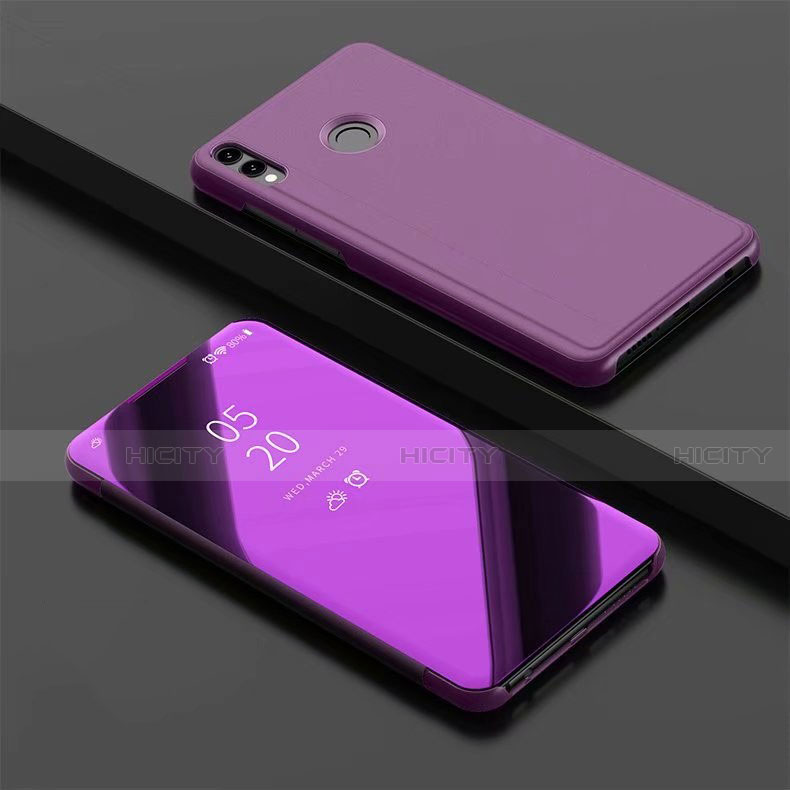 Funda de Cuero Cartera con Soporte Espejo Carcasa para Huawei Honor 8X Morado