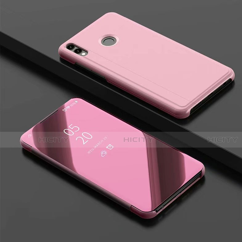 Funda de Cuero Cartera con Soporte Espejo Carcasa para Huawei Honor 8X Oro Rosa