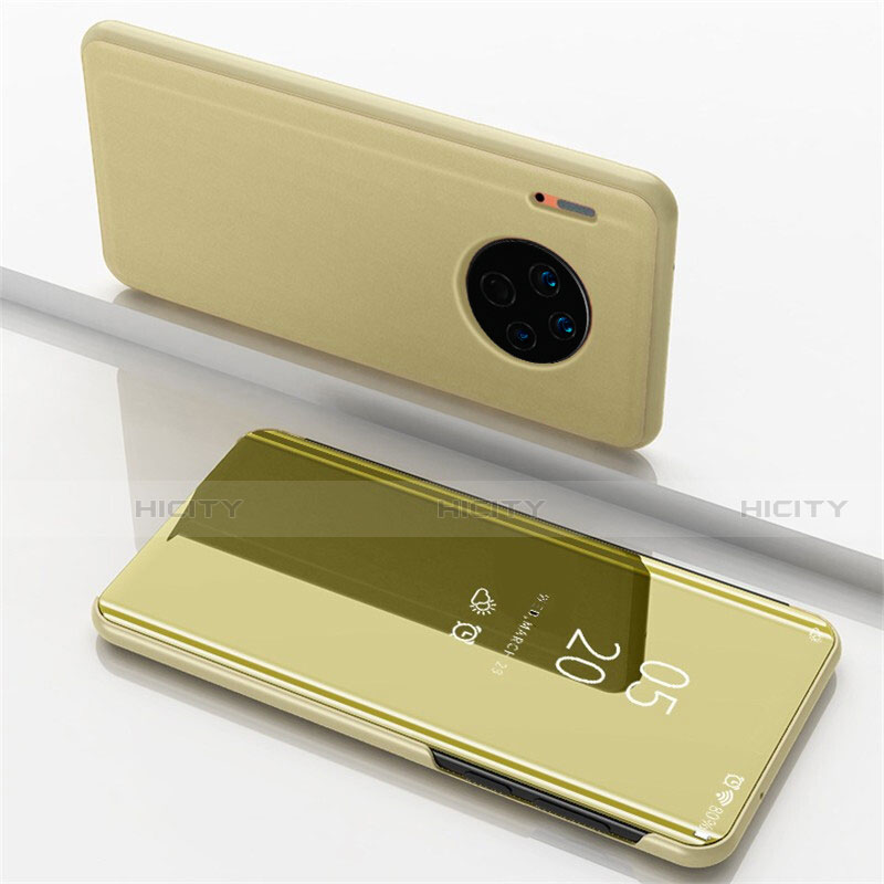 Funda de Cuero Cartera con Soporte Espejo Carcasa para Huawei Mate 30 Pro 5G Oro