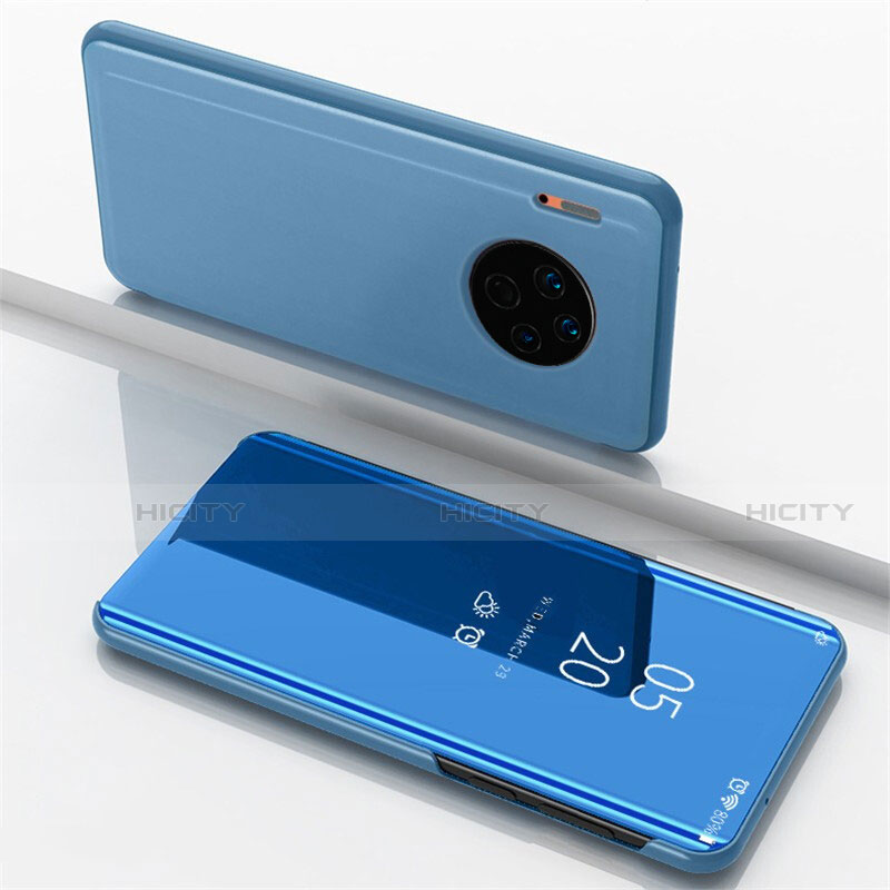 Funda de Cuero Cartera con Soporte Espejo Carcasa para Huawei Mate 30 Pro Azul
