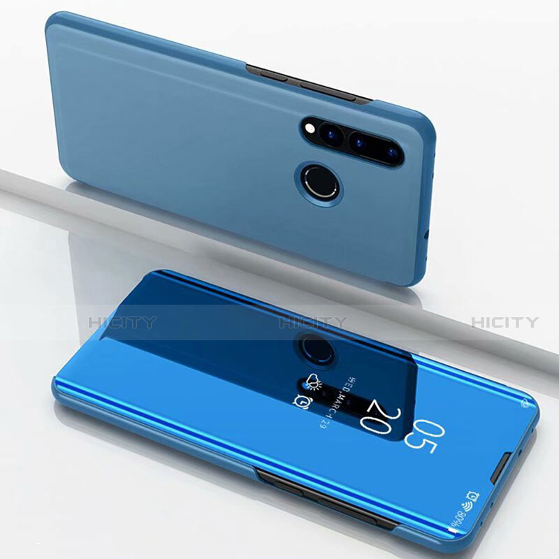 Funda de Cuero Cartera con Soporte Espejo Carcasa para Huawei P Smart+ Plus Azul Cielo