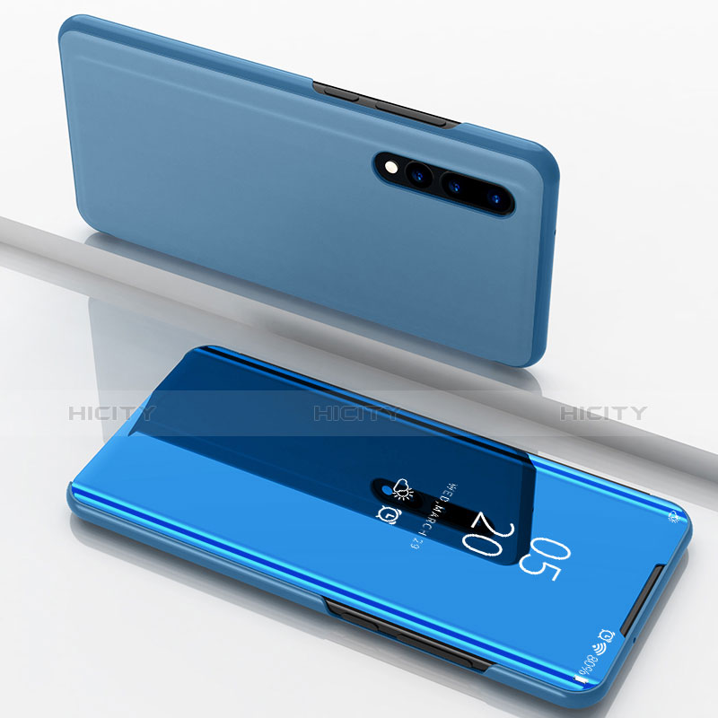 Funda de Cuero Cartera con Soporte Espejo Carcasa para Huawei P20 Pro Azul Cielo