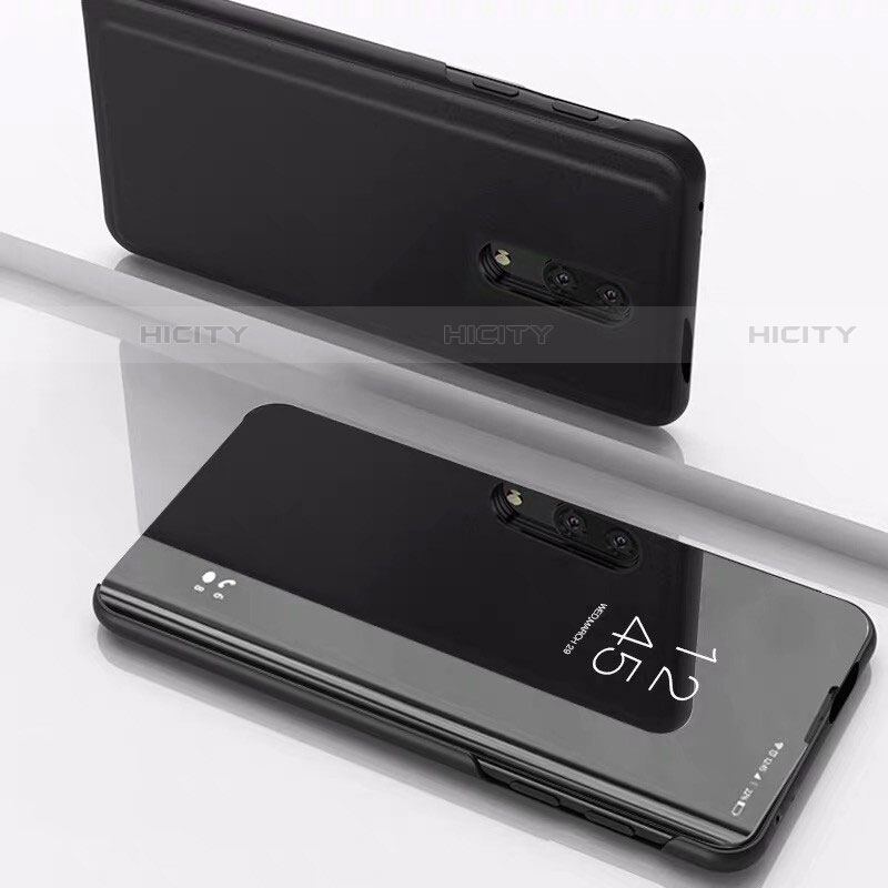 Funda de Cuero Cartera con Soporte Espejo Carcasa para OnePlus 7 Negro