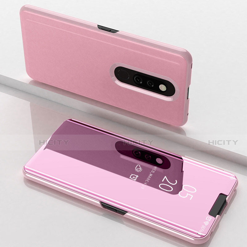 Funda de Cuero Cartera con Soporte Espejo Carcasa para Oppo A9X Oro Rosa