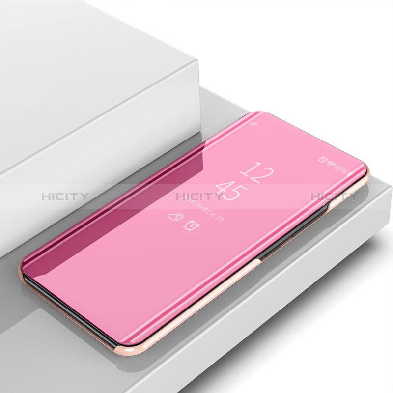 Funda de Cuero Cartera con Soporte Espejo Carcasa para Oppo F19 Oro Rosa