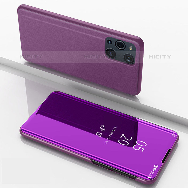 Funda de Cuero Cartera con Soporte Espejo Carcasa para Oppo Find X3 Pro 5G