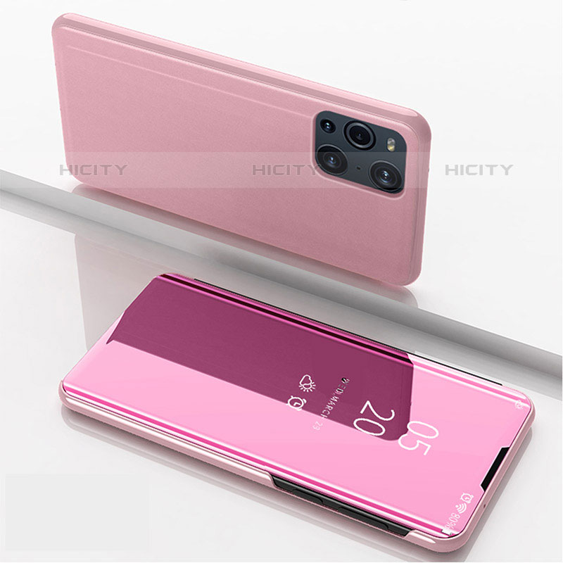 Funda de Cuero Cartera con Soporte Espejo Carcasa para Oppo Find X3 Pro 5G