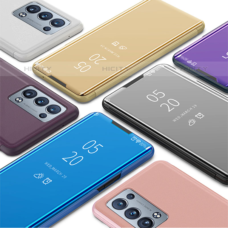 Funda de Cuero Cartera con Soporte Espejo Carcasa para Oppo Reno6 Pro+ Plus 5G