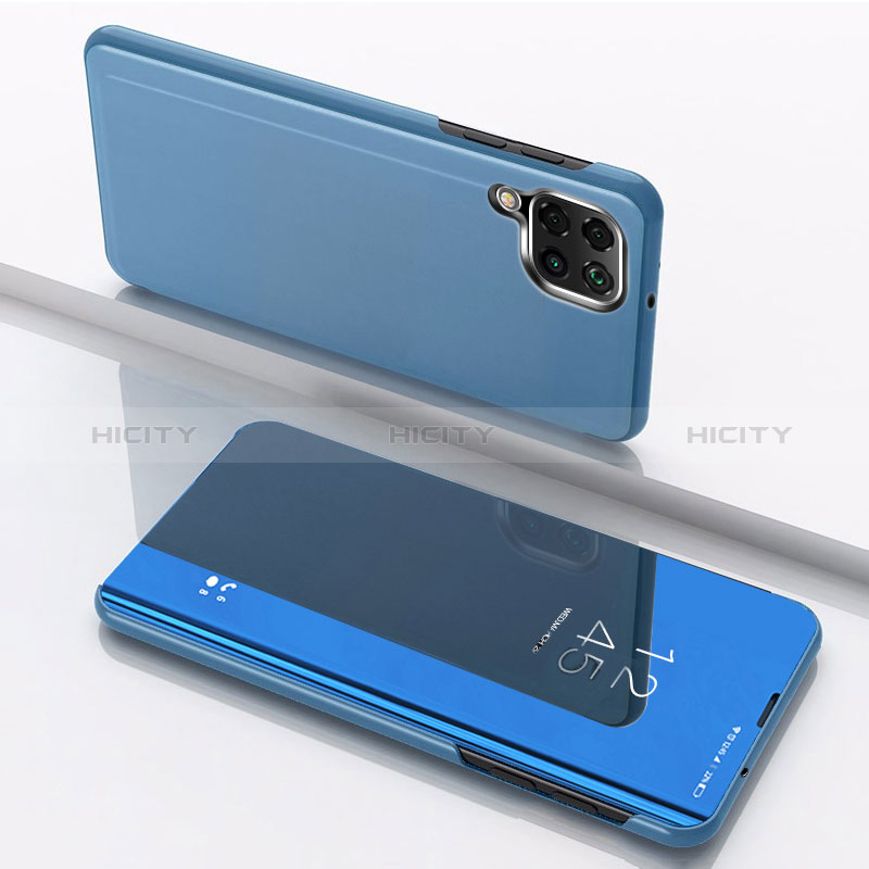 Funda de Cuero Cartera con Soporte Espejo Carcasa para Samsung Galaxy A12 Nacho Azul