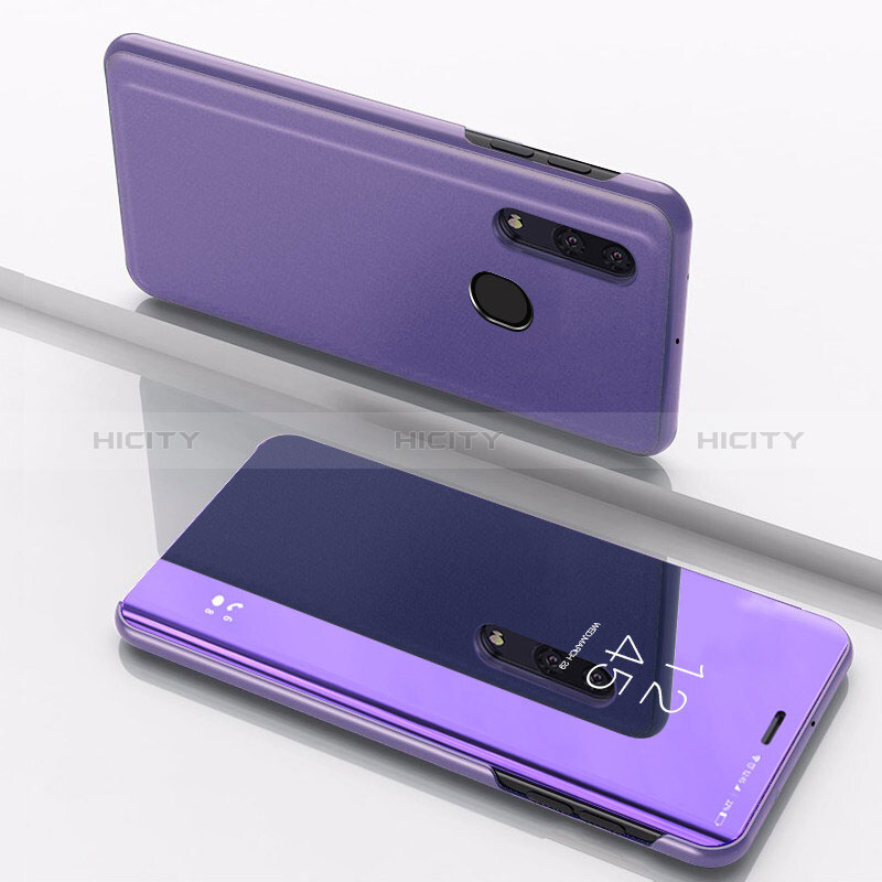 Funda de Cuero Cartera con Soporte Espejo Carcasa para Samsung Galaxy A20 Morado