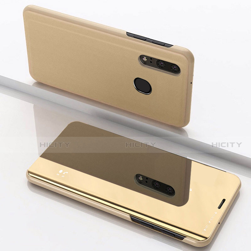 Funda de Cuero Cartera con Soporte Espejo Carcasa para Samsung Galaxy A40 Oro