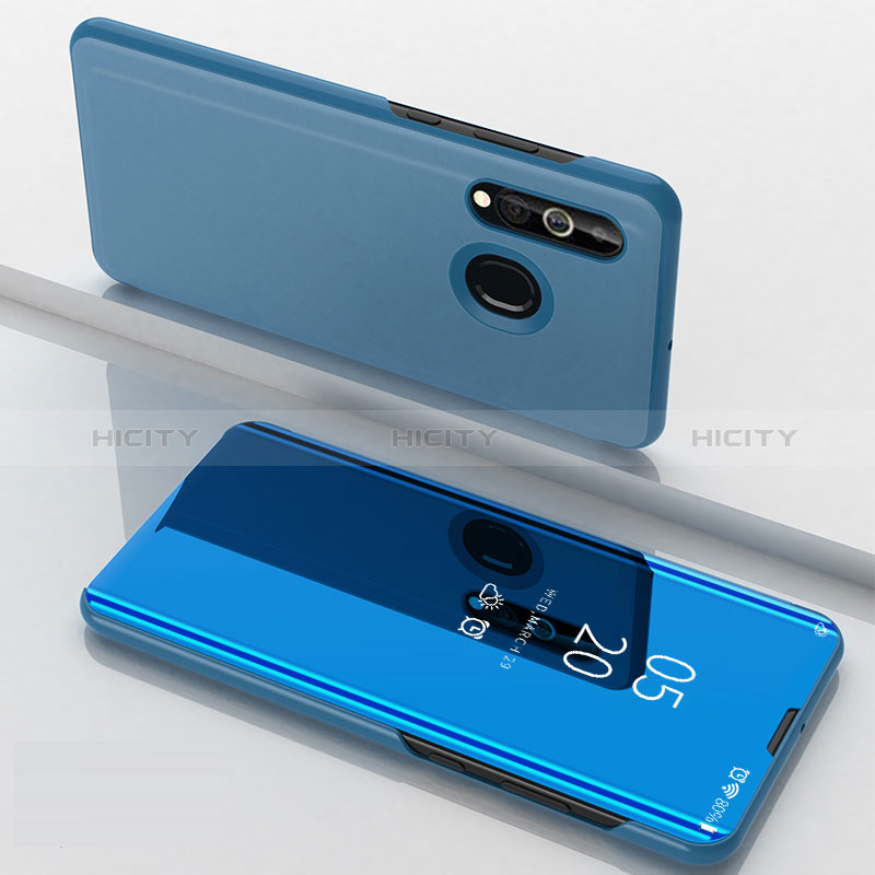 Funda de Cuero Cartera con Soporte Espejo Carcasa para Samsung Galaxy A60 Azul