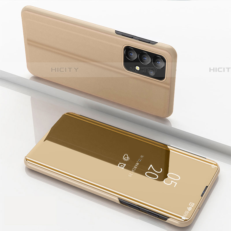 Funda de Cuero Cartera con Soporte Espejo Carcasa para Samsung Galaxy A73 5G Oro