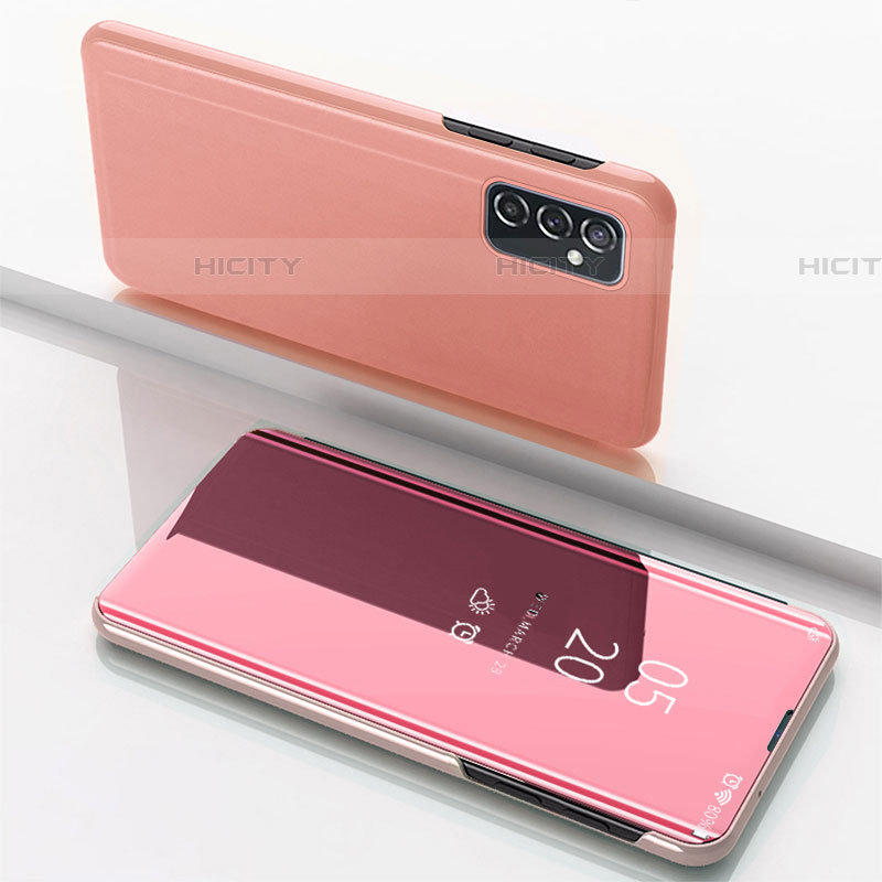 Funda de Cuero Cartera con Soporte Espejo Carcasa para Samsung Galaxy F23 5G Oro Rosa