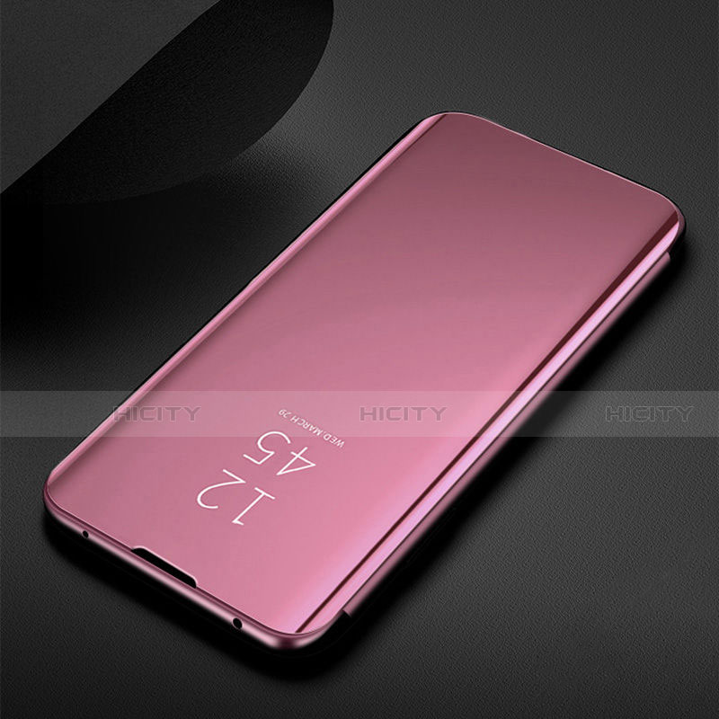 Funda de Cuero Cartera con Soporte Espejo Carcasa para Samsung Galaxy M21 Oro Rosa