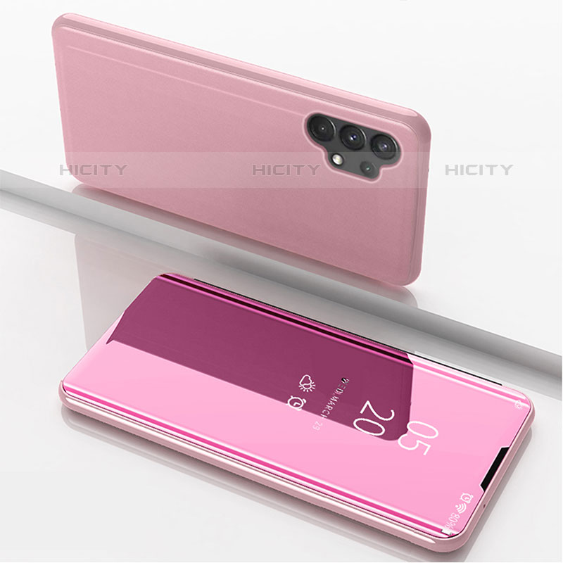 Funda de Cuero Cartera con Soporte Espejo Carcasa para Samsung Galaxy M32 5G Oro Rosa