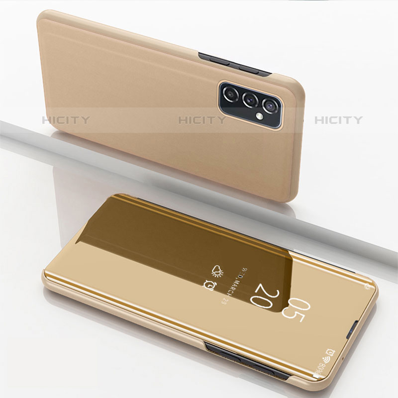 Funda de Cuero Cartera con Soporte Espejo Carcasa para Samsung Galaxy M52 5G Oro