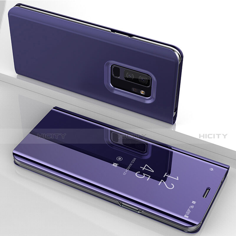 Funda de Cuero Cartera con Soporte Espejo Carcasa para Samsung Galaxy S9 Plus Morado