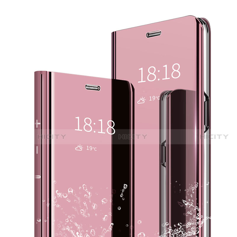Funda de Cuero Cartera con Soporte Espejo Carcasa para Xiaomi Mi 9 Pro Oro Rosa