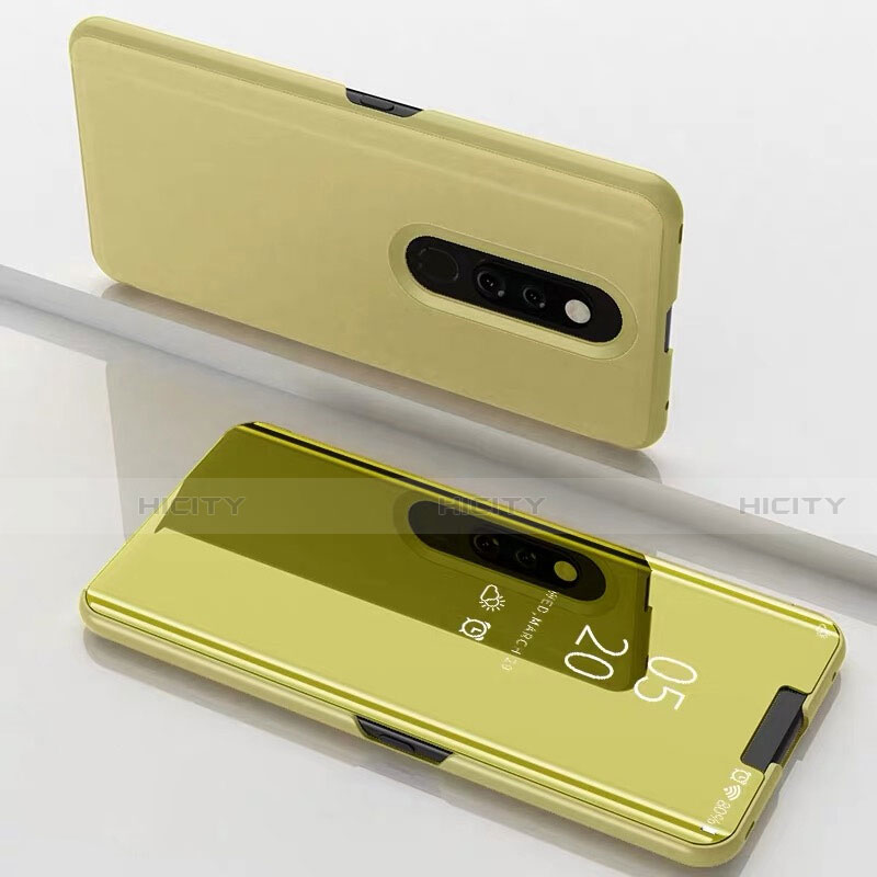 Funda de Cuero Cartera con Soporte Espejo Carcasa para Xiaomi Mi 9T Oro