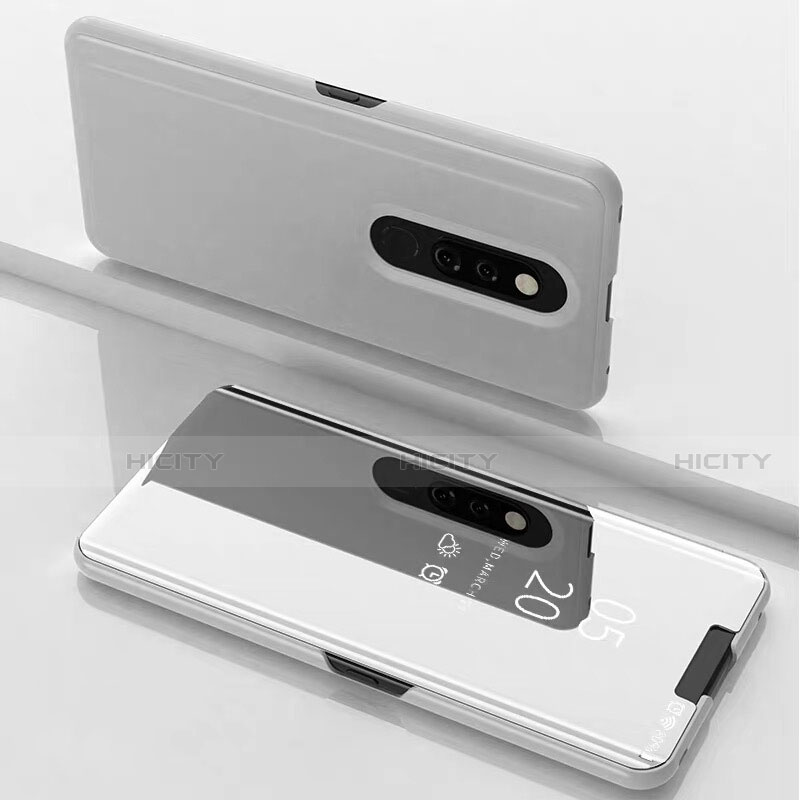 Funda de Cuero Cartera con Soporte Espejo Carcasa para Xiaomi Mi 9T Pro Blanco
