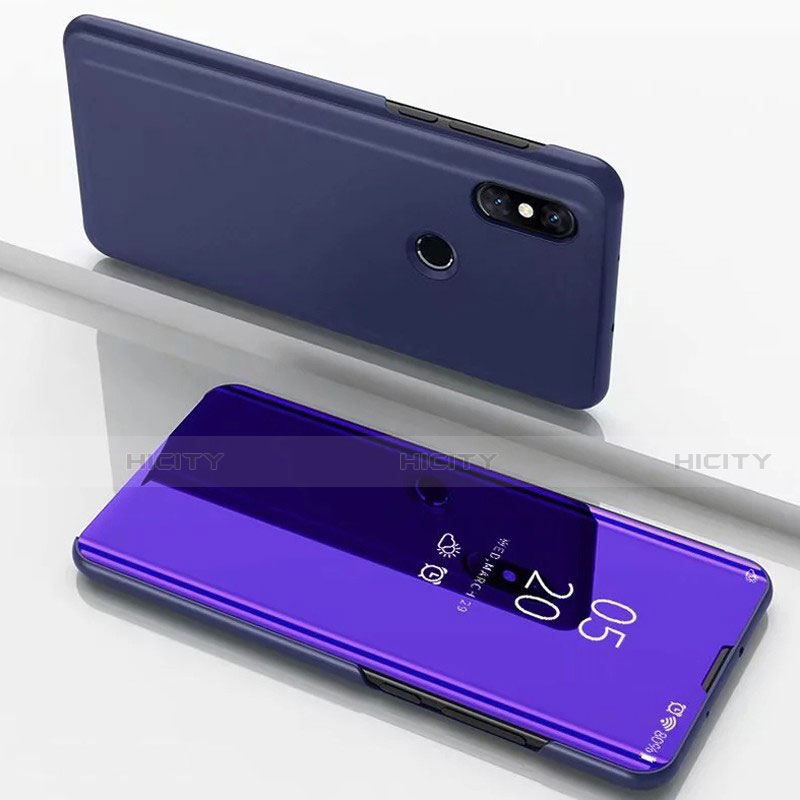 Funda de Cuero Cartera con Soporte Espejo Carcasa para Xiaomi Mi Mix 3 Azul