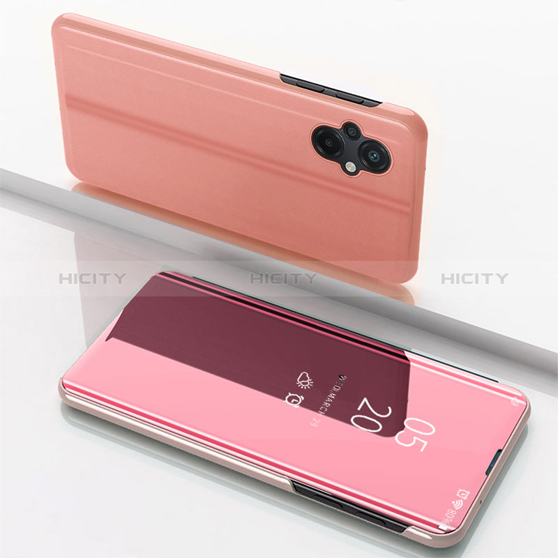 Funda de Cuero Cartera con Soporte Espejo Carcasa para Xiaomi Poco M5 4G Oro Rosa