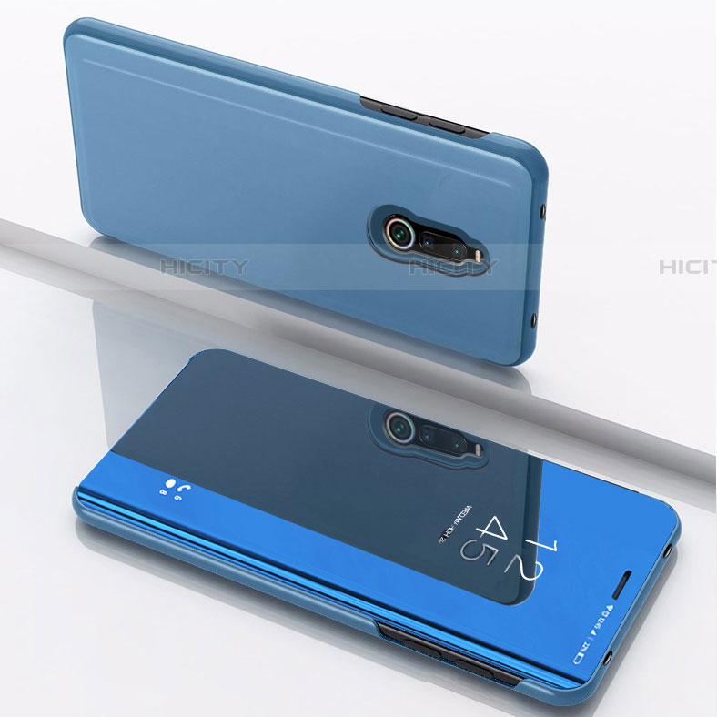 Funda de Cuero Cartera con Soporte Espejo Carcasa para Xiaomi Redmi 8 Azul