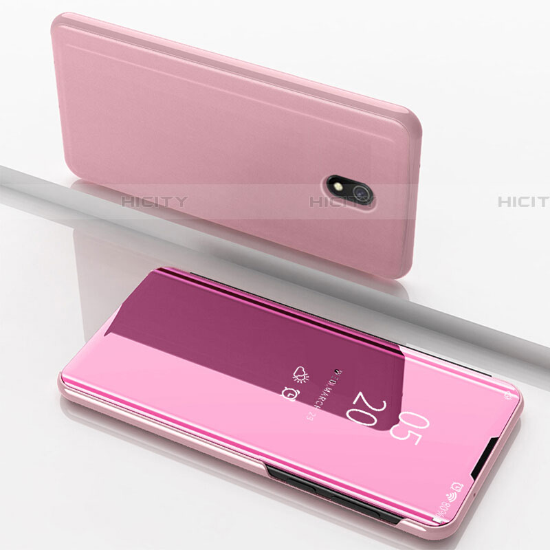 Funda de Cuero Cartera con Soporte Espejo Carcasa para Xiaomi Redmi 8A Oro Rosa