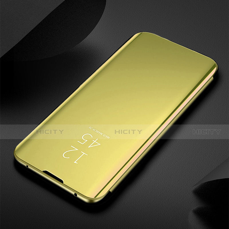 Funda de Cuero Cartera con Soporte Espejo Carcasa para Xiaomi Redmi Note 8 (2021) Oro