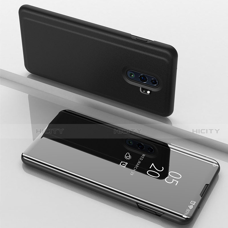 Funda de Cuero Cartera con Soporte Espejo Carcasa para Xiaomi Redmi Note 8 Pro Negro