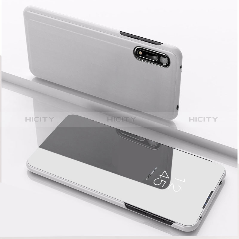 Funda de Cuero Cartera con Soporte Espejo Carcasa QH1 para Xiaomi Redmi 9AT Plata