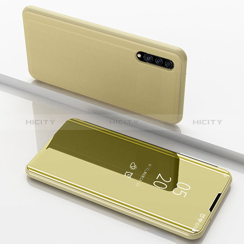 Funda de Cuero Cartera con Soporte Espejo Carcasa ZL1 para Samsung Galaxy A50S Oro