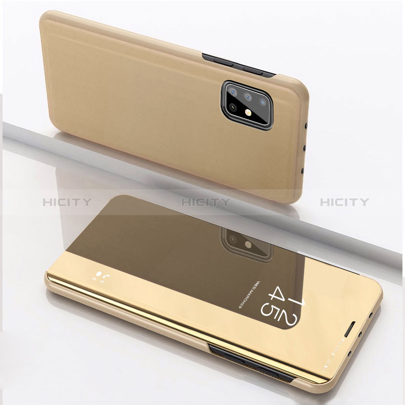 Funda de Cuero Cartera con Soporte Espejo Carcasa ZL1 para Samsung Galaxy A51 4G Oro