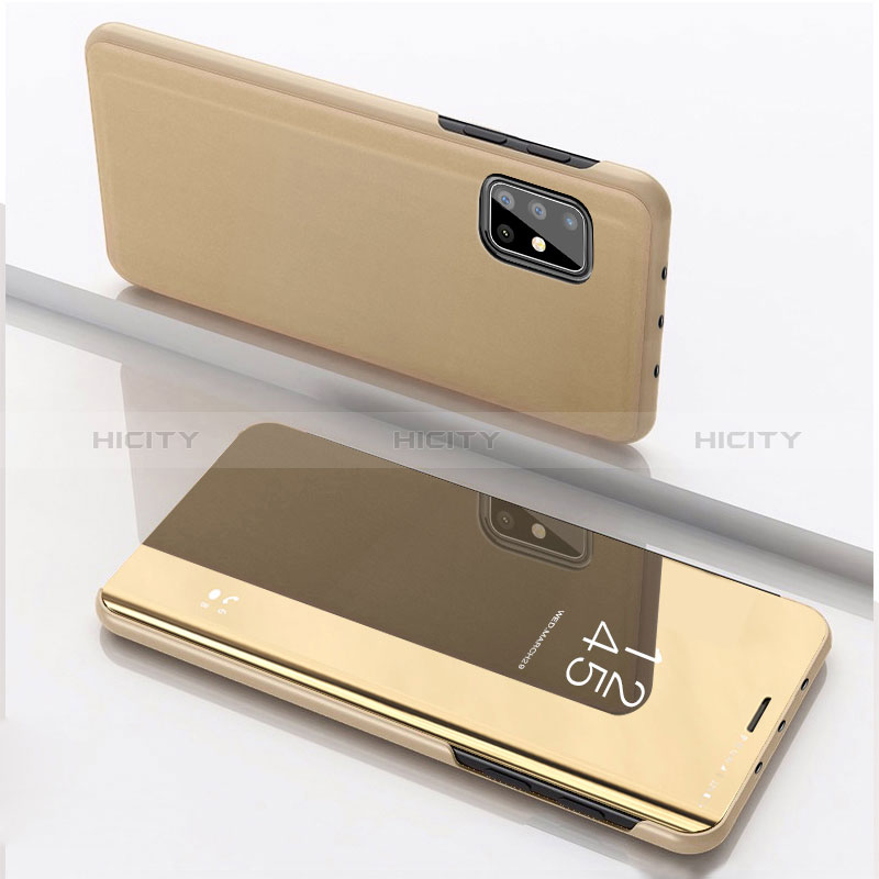 Funda de Cuero Cartera con Soporte Espejo Carcasa ZL1 para Samsung Galaxy A51 5G Oro