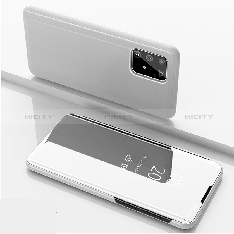 Funda de Cuero Cartera con Soporte Espejo Carcasa ZL1 para Samsung Galaxy A91 Plata