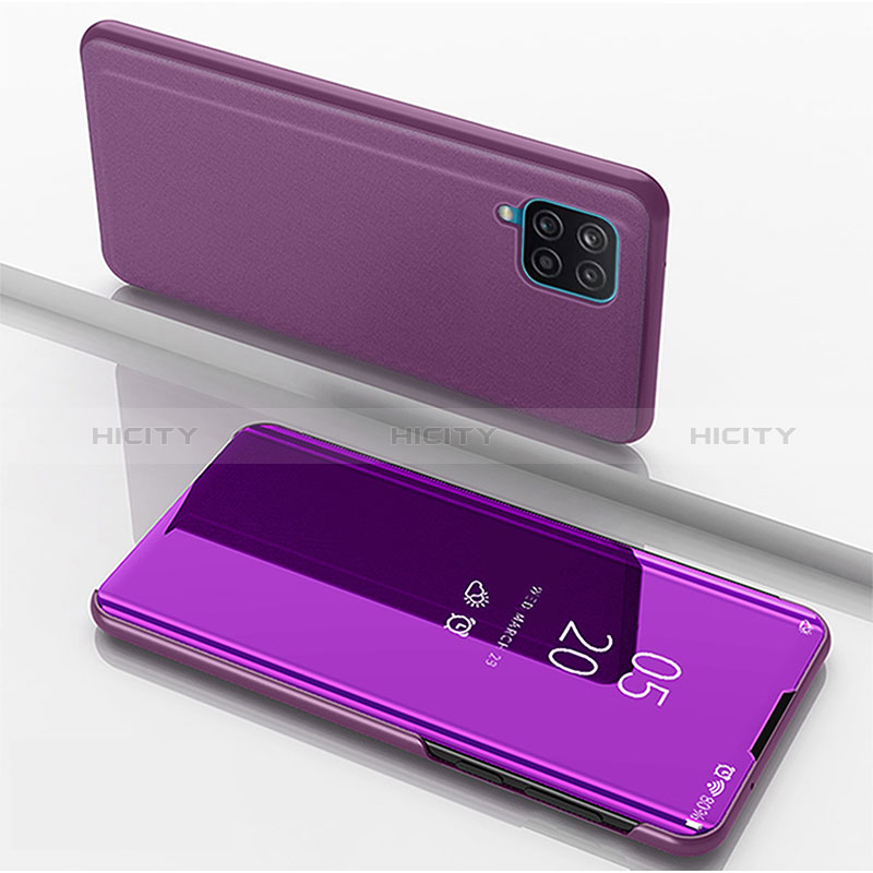 Funda de Cuero Cartera con Soporte Espejo Carcasa ZL1 para Samsung Galaxy M12 Purpura Claro
