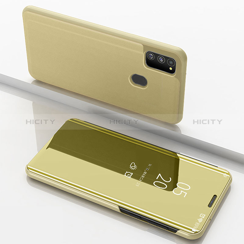 Funda de Cuero Cartera con Soporte Espejo Carcasa ZL1 para Samsung Galaxy M21 Oro