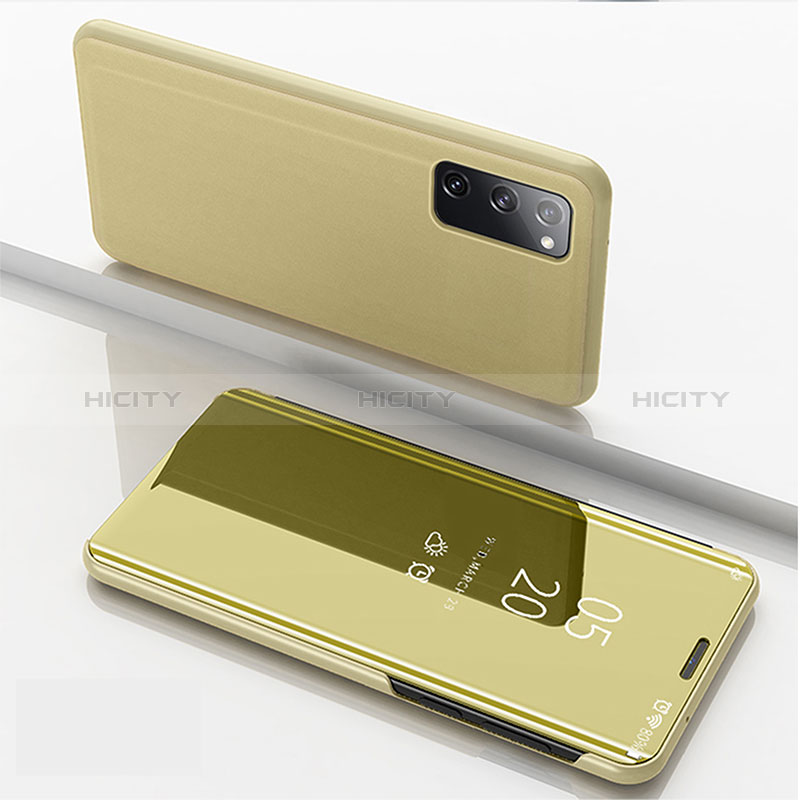 Funda de Cuero Cartera con Soporte Espejo Carcasa ZL1 para Samsung Galaxy S20 5G Oro