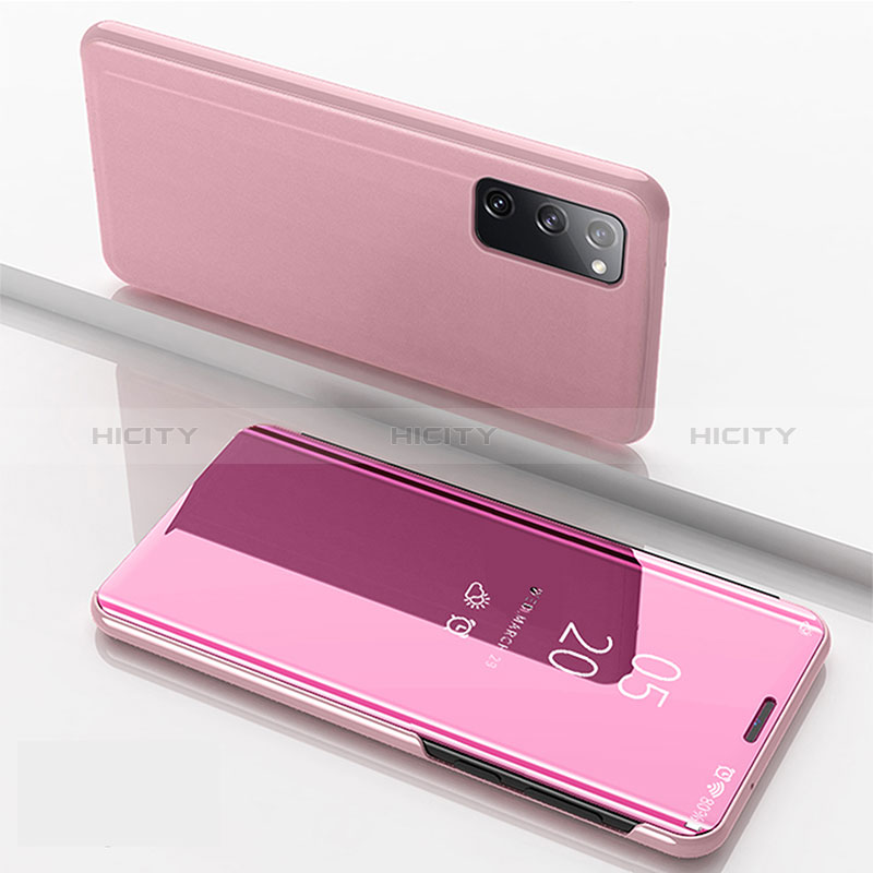 Funda de Cuero Cartera con Soporte Espejo Carcasa ZL1 para Samsung Galaxy S20 5G Oro Rosa
