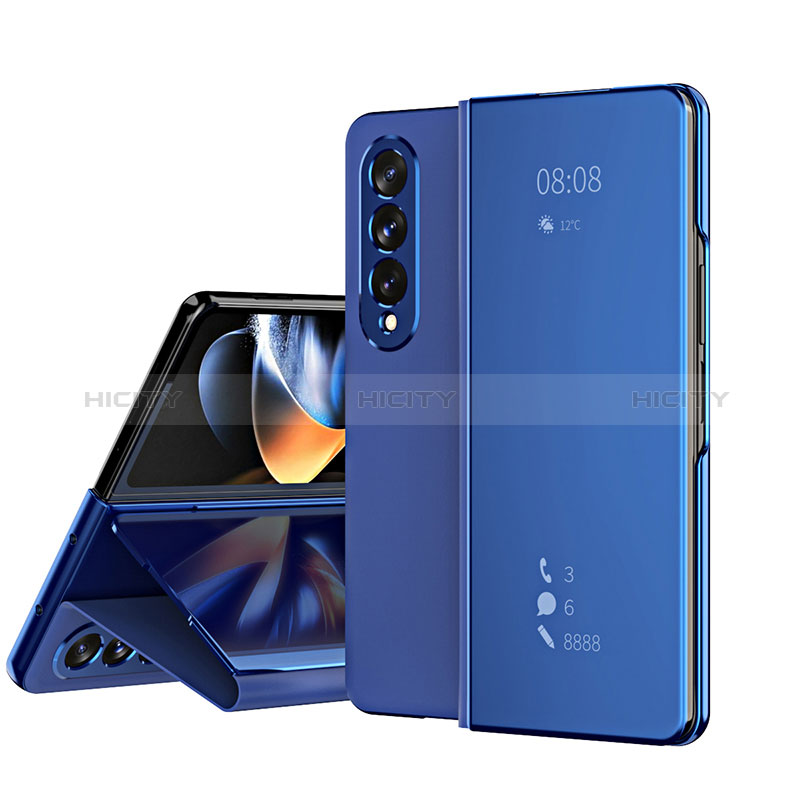 Funda de Cuero Cartera con Soporte Espejo Carcasa ZL1 para Samsung Galaxy Z Fold3 5G Azul