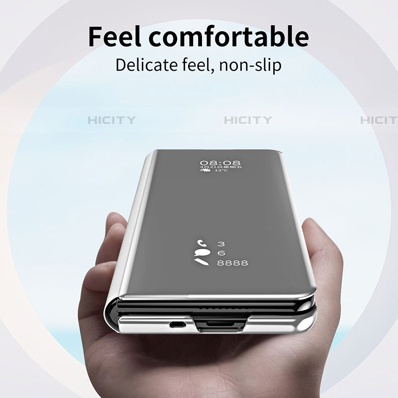 Funda de Cuero Cartera con Soporte Espejo Carcasa ZL1 para Samsung Galaxy Z Fold4 5G