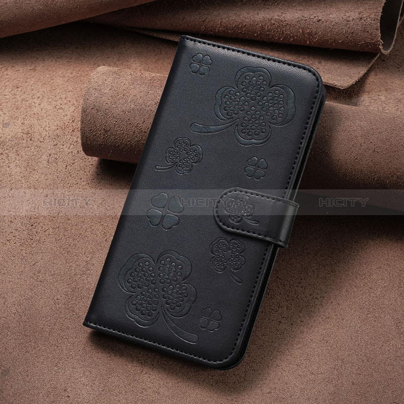 Funda de Cuero Cartera con Soporte Flores Carcasa BF1 para Oppo A15 Negro