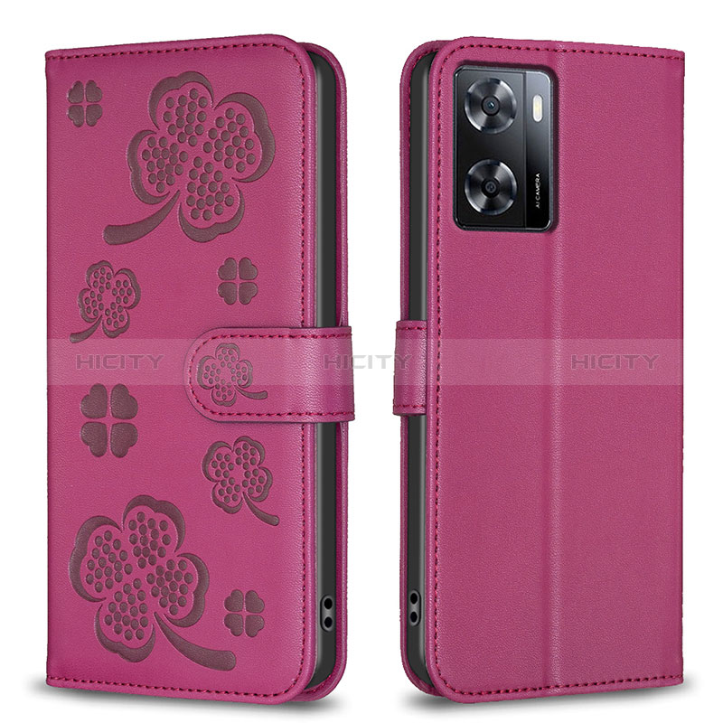 Funda de Cuero Cartera con Soporte Flores Carcasa BF1 para Oppo A57 4G