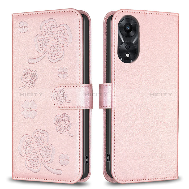 Funda de Cuero Cartera con Soporte Flores Carcasa BF1 para Oppo A58 5G