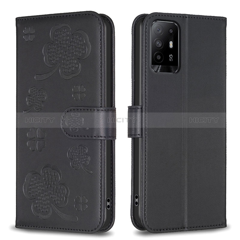 Funda de Cuero Cartera con Soporte Flores Carcasa BF1 para Oppo A94 5G