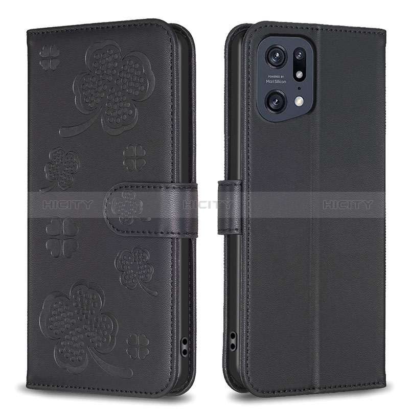 Funda de Cuero Cartera con Soporte Flores Carcasa BF1 para Oppo Find X5 Pro 5G