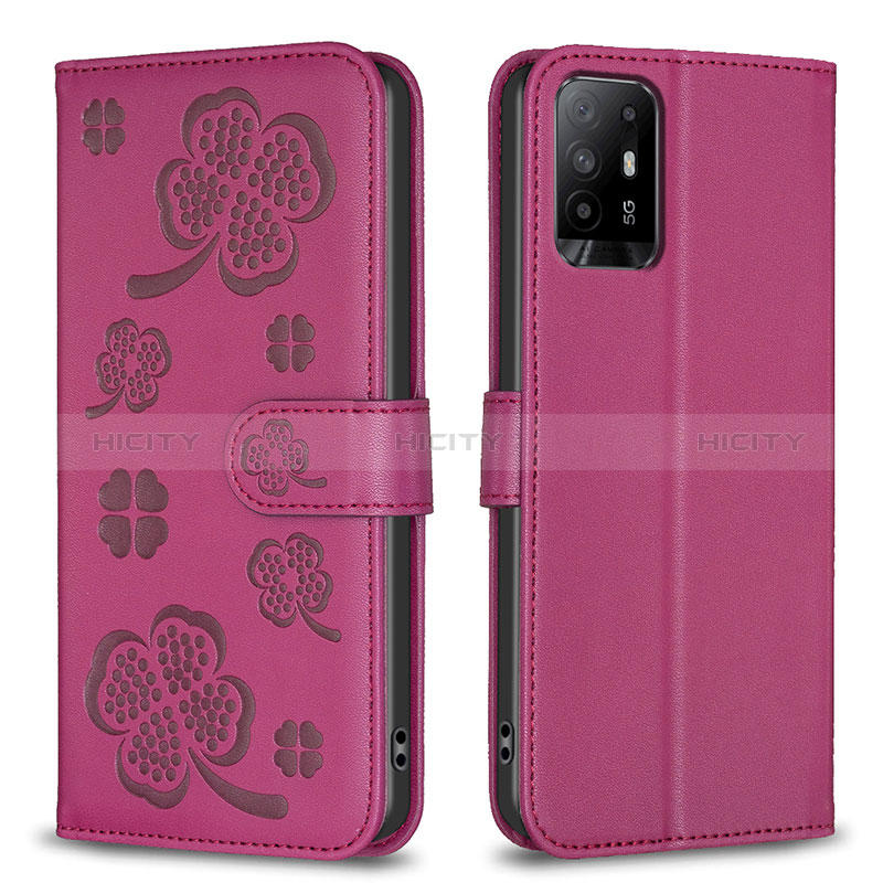 Funda de Cuero Cartera con Soporte Flores Carcasa BF2 para Oppo A94 5G